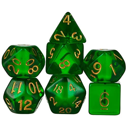 Wiz Dice Series II - Polyhedral Dice Set for Tabletop RPG Adventure Games with a Dice Bag - DND Dice Set Good for Dungeons and Dragons, Pathfinder and Dice Games - Sylvan Spirits - Set of 7