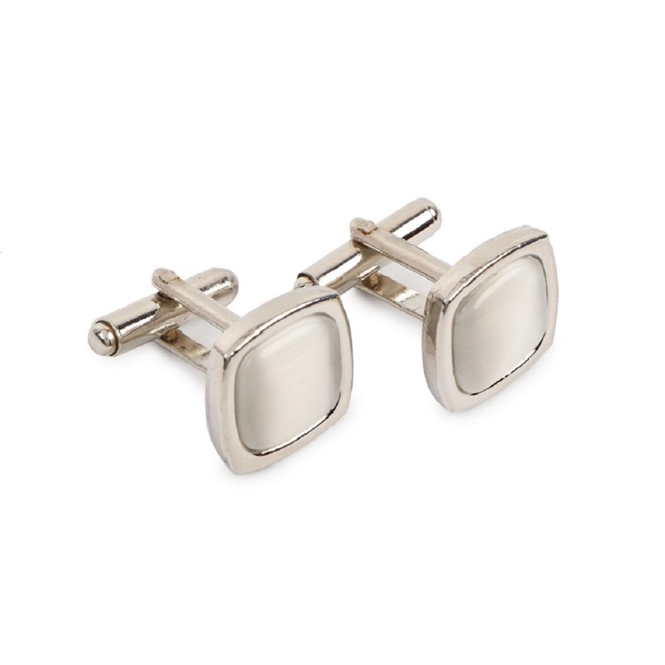 zitti Men's White Square American Stone Cufflinks – Brass Metal Formal Shirt Jewelry in Gift Box – Classic Dress Cuff Links for Business or Weddings-picture-30