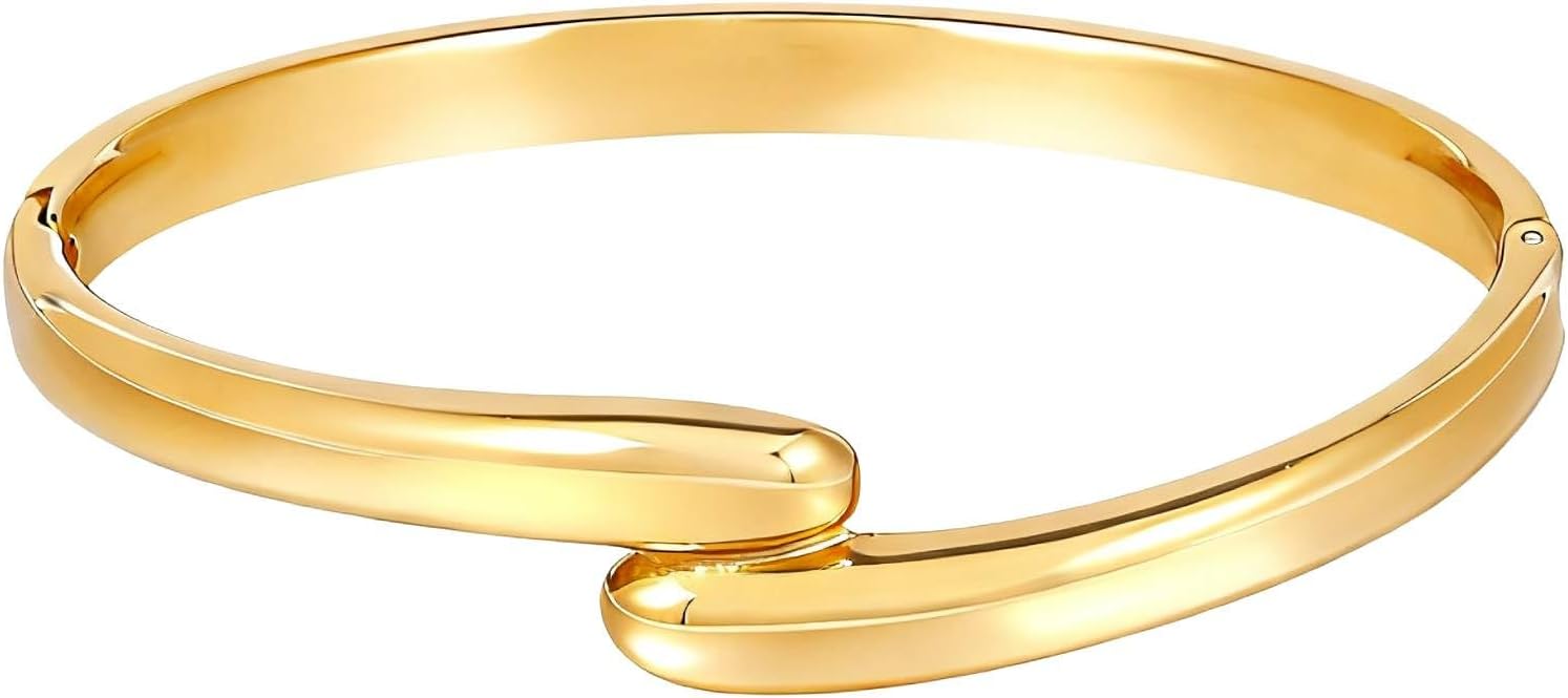 MILAKOO Heart Teardrop Stainless Steel Bangle Bracelet for Women Twist Eternity Love Chunky Cuff Valentine's Gifts