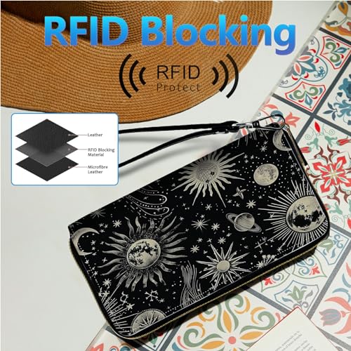 Image of Womens Wallet PU Leather Wristlet Wallets for Women, Large Capacity Lady Fashion Wallet Card Holder Zipper Wallet