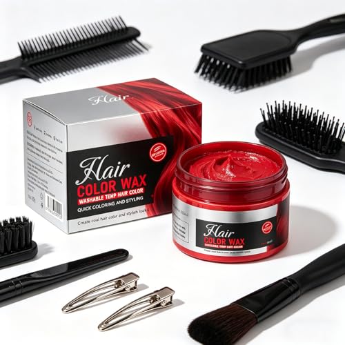 Cera temporal para cabello, color rojo, tamaño único miniatura 3