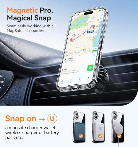 Image of CANSHN Magnetic for iPhone 16 Plus Case Clear, Upgraded [Full Camera Protection] [Compatible with Magsafe] Non-Yellowing Protective Shockproof Bumper - Clear