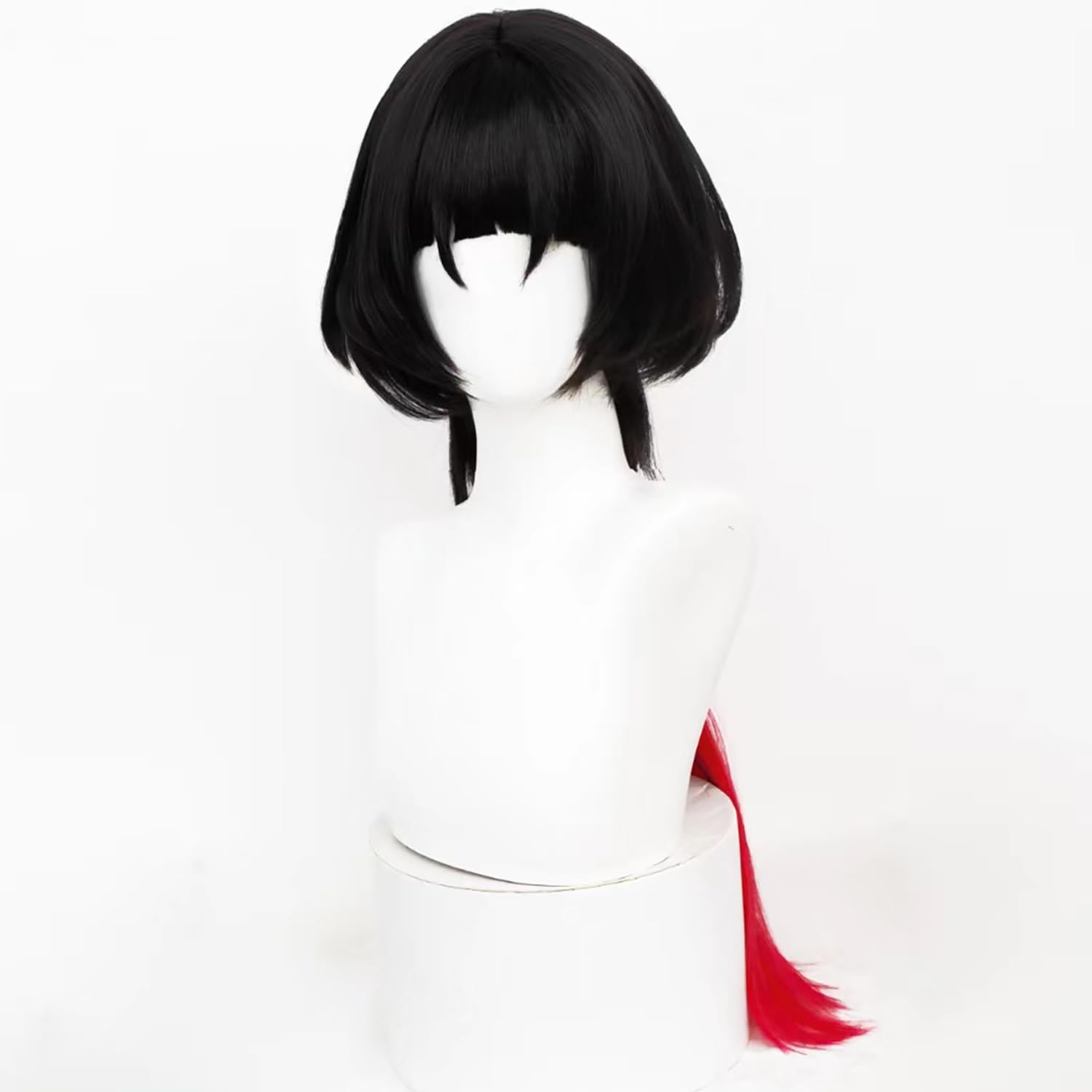 Black Gradient Red Bob Style Straight Wig with Heat Resistan Synthetic Hairs for Adult Women Halloween Cos Anime Party Replacement Wigs - Image 2