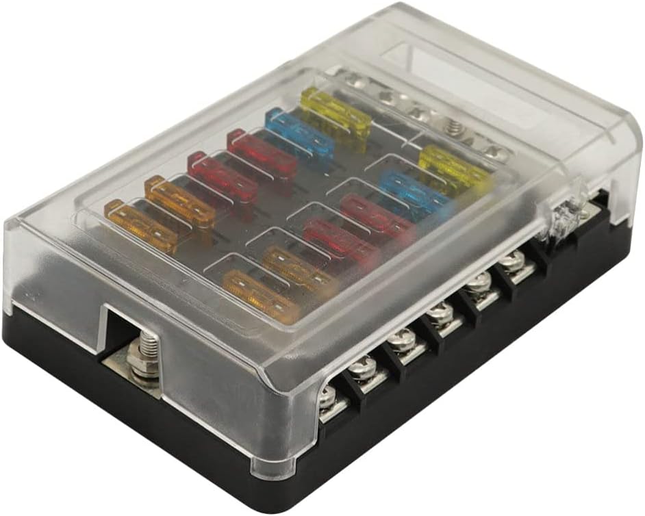 Ibasenice ヒューズブロック12双方向負バスヒューズボックスホルダー保護カバーledライト表示ボルト端子用ボート自動車車 アウトレット