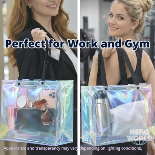 Bolso tote transparente holográfico con cierre de broche miniatura 4