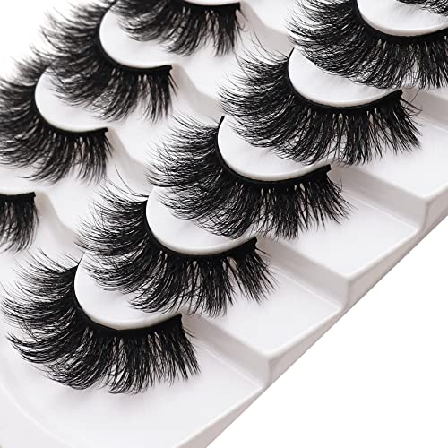 Veleasha False Eyelashes Wispy Faux Mink Lashes Fluffy Handmade Fake Eyelashes Natural Look 7 Pairs Pack Luxury Cat Eye Lashes  thumb #4