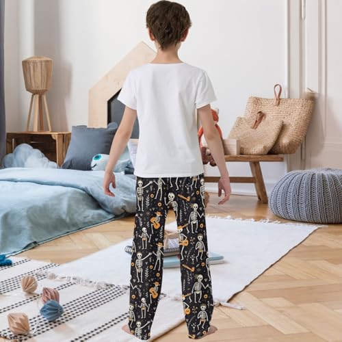 Boy's Pants Fun Skeleton Jogger Pants Elastic Waist Long Bottoms Trousers with Pockets 6-14 Years3