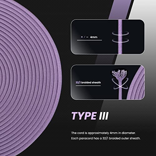 Abma Cord Paracord 620 lbs 4mm 9 Strands 100% Nylon 30M - Lilac, Solid-lilac, 30 Meters - Image 4