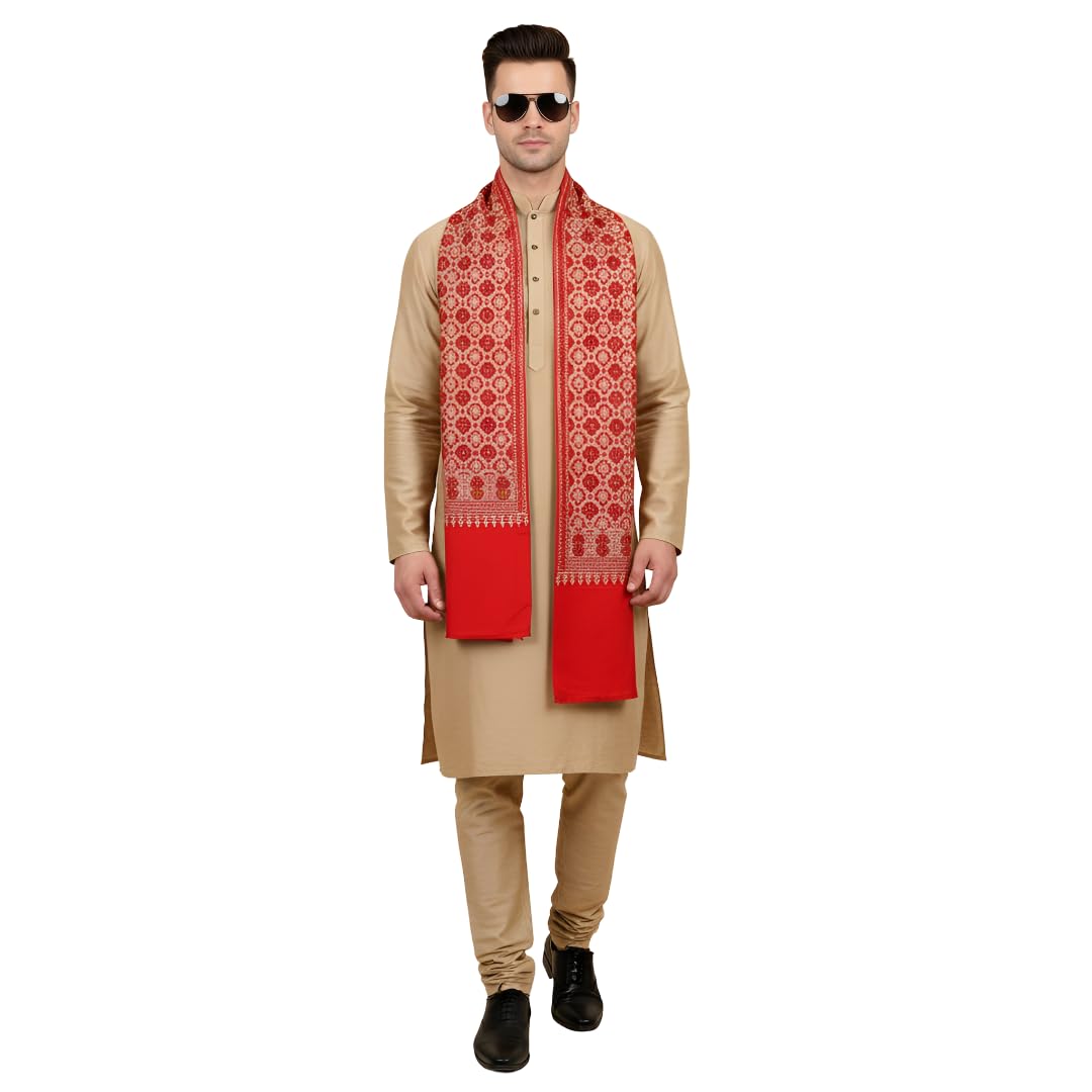 muffly Men Premium Wool Blend Embroidered Men Shawl with Heritage Detailings-picture-37