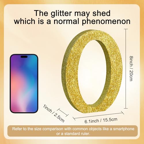 Image of TONIFUL 8 Inch Gold Glitter Letter O Table Centerpiece A-Z Gold Birthday Party Decorations,Gold Alphabet O for Birthday,Chrismas,Graduation,Bridal Shower,Wedding,Anniversary Party Supplies