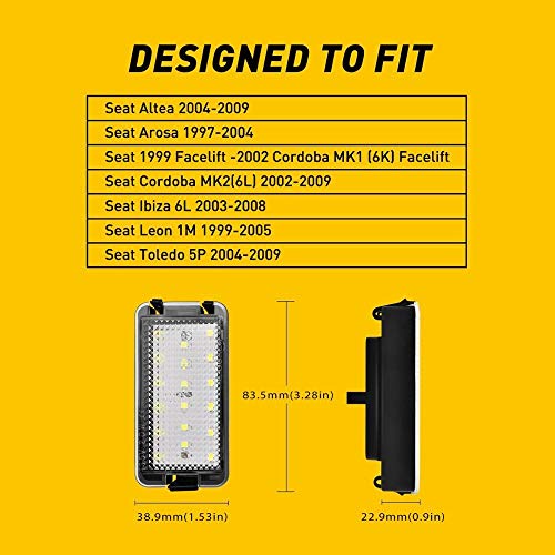 Led luz de matrícula con sistema canbus sin error para Seat Leon y Toledo III 5