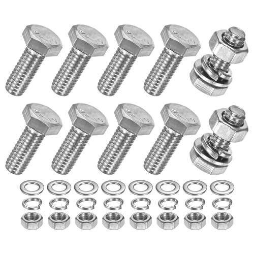 M METERXITY 10-Pack Hex Head Screw Bolt with Nuts Flat &amp; Lock Washers M6x16mm Stainless Steel Bolts and Nuts Kit Fully Threaded Metric Bolt Assortment for Equipment/Machinery
