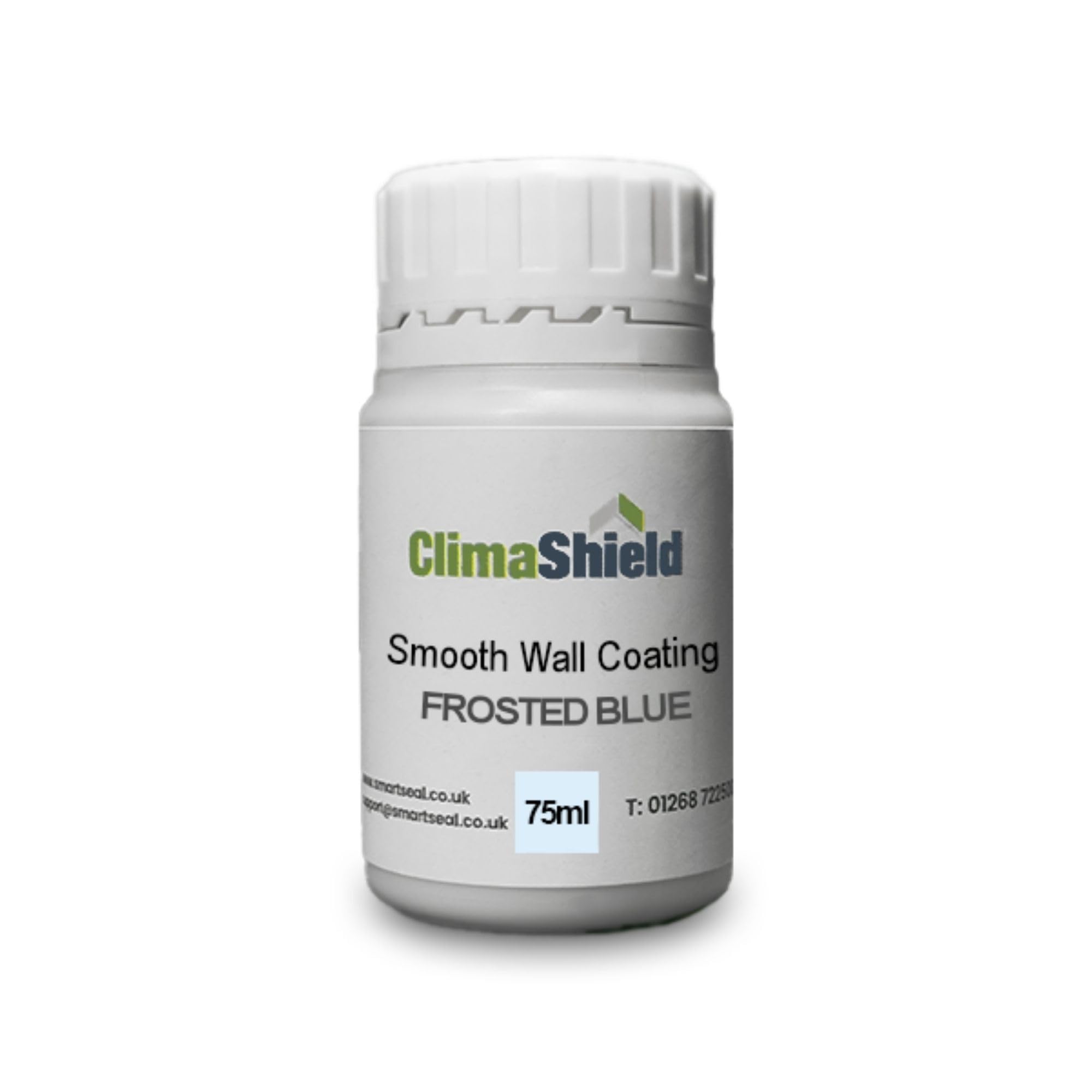 ClimaShield Wall Coating Smooth - Frosted Blue, 75ml Sample - Light Blue Masonry Paint & Durable Acrylic Paint for Walls to Waterproof & Protect Brick, Render, Cement & Concrete. Lasts up to 15 years