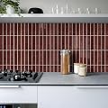 Alwayspon 10 Sheets 12" x12'' Retro Red 3D Vinyl Backsplash Tiles, Self-Adhesive Peel and Stick Wall Tile Stickers Stick on Subway Tiles for Kitchen Bathroom Wall