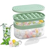 Round Ice Cube Trays,Ice Tray for Freezer with Lid & Bin,Silicone Sphere Ice Cubes Mold BPA Free,Eas