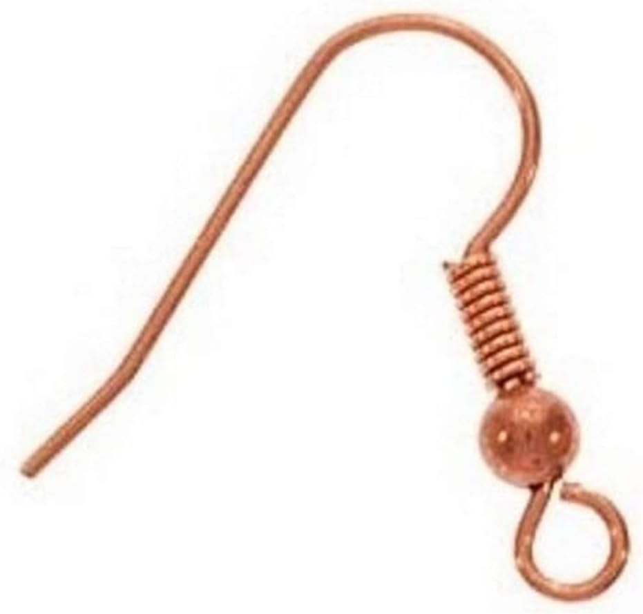 Genuine Copper 18 MM Ear Wire with 3MM Bead & Coil (Pack of 50)