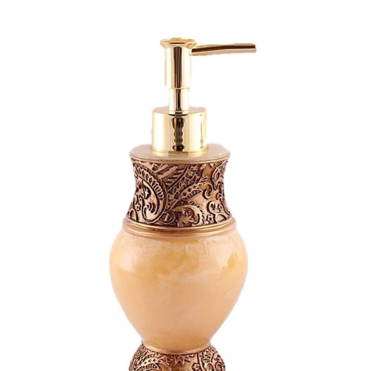 Dispenser Sapone Ricaricabile Distributore Di Sapone Da Tavolo Vintage Con Decorazione A Pompa Dosatore Liquido(Gold)
