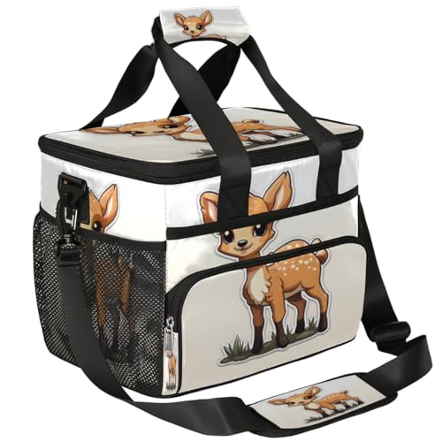 Cartoon Deer Insulated Picnic Backpack Lunch Box for Women Men Picnic Basket Tote Lunch Bag Picnic Bag Portable Lunch Bags for Picnic, Beach, Work, Trip,Office, Camp Deer