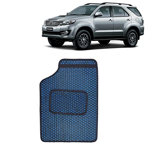 Image of Kingsway Dotted Design Car Floor Foot Mats Universal Fit for Toyota Fortuner, Model Year : 2008-2017, Water and Dustproof, Color Blue, Set of 5 Pieces