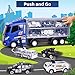 FUN LITTLE TOYS 12 in 1 Die-cast Police Car with Lights and Sounds, Transport Truck Car Carrier Toy with Mini Police Vehicles Gifts for Toddler Kids Boys Ages 3+