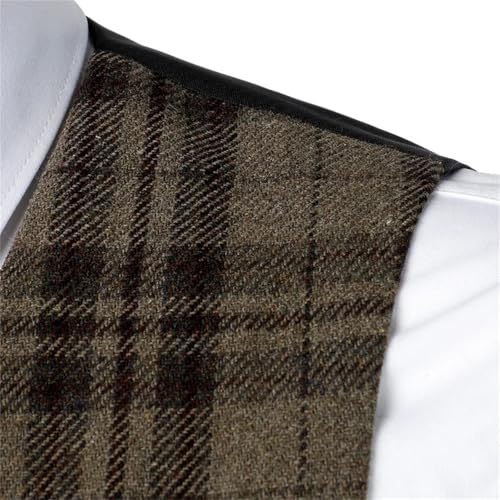 Men's Formal Suit Vest V-Neck Tweed Business Formal Casual Wedding Suit Vest3