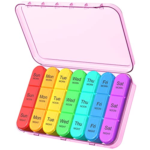 Image of Daviky Daily Pill Box Organizer - 7 Day Pill Box with 3 Compartments, Holds Vitamins and Medication