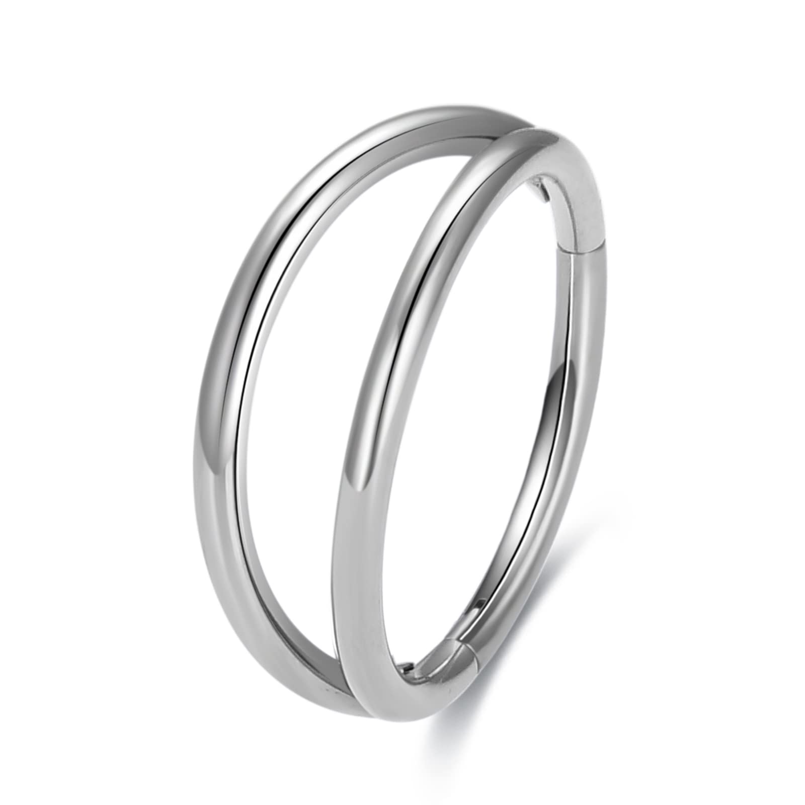 JUSTJANDM G23 Titanium Nose Hoop Rings, 16G Septum Clicker Nose Ring, Teardrop Heart Double Triple Nose Ring 6mm 8mm 10mm 12mm