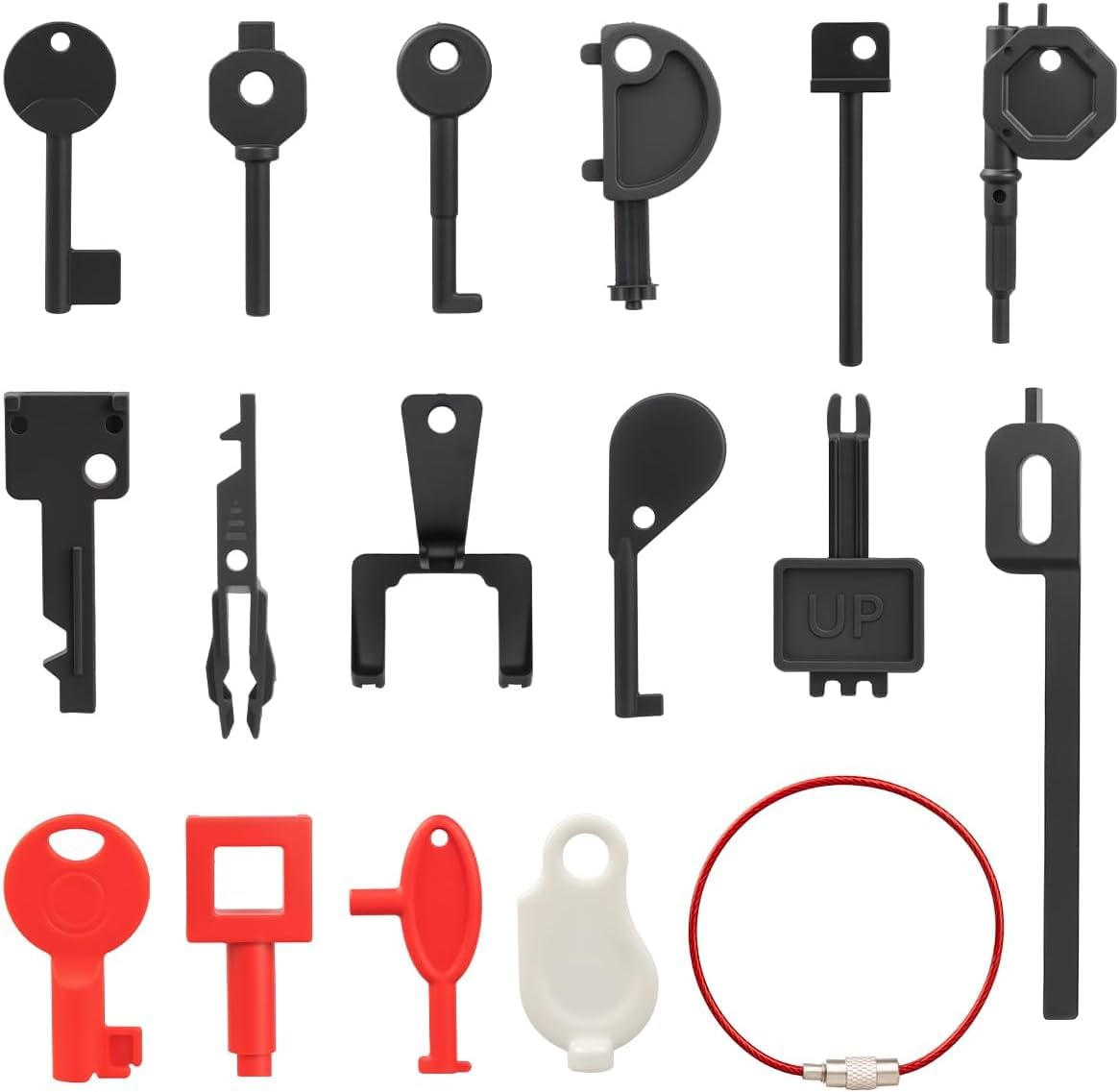 Digiteck Red, White And Black Psg Fire Alarm Call Point 16 Test Keys Cqr C-Tec Rgl Knights Cooper Apollo Fike Knights Gent Ssp, Fire Alarm Engineers Call Point Key Kit