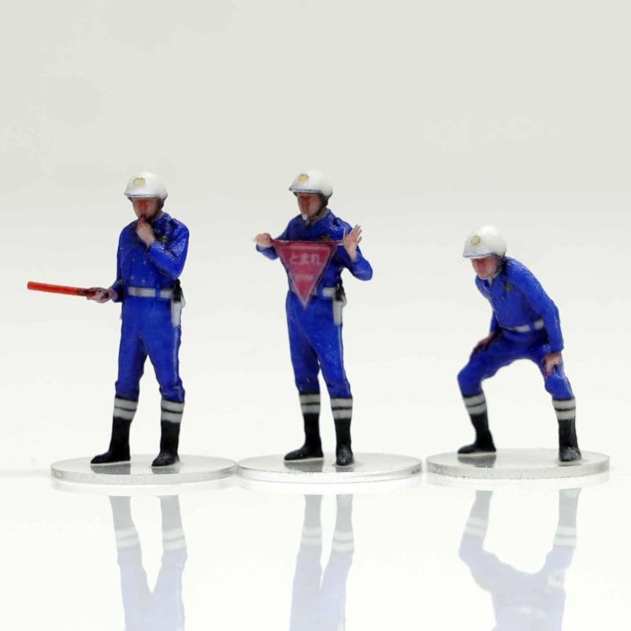 64/1交通警察官ミニチュアフィギュアセット Amazon.co.jp: figreal 1/64 交通機動隊員001 3体セット