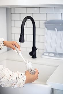 Ubbi Vertical Bottle Drying Rack, Bottle Brush & Microfiber Drying Mat Bundle, Newborn Baby Essentials, Baby Registry Must Haves, New Parent Gifts, Gray