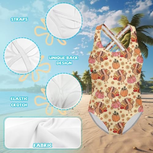 Image of Girls One Piece Swimsuits Quick Dry Beach Bathing Suit Crossback Swimwear 5-14 Years