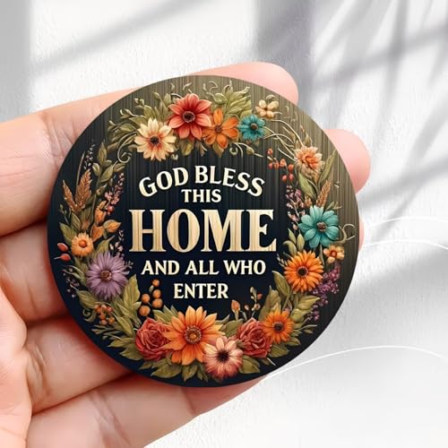 Imán Retro Redondo para Nevera 'God Bless This Home'