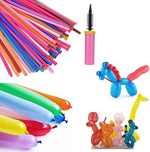 OZUAR 200Pcs Modeling Balloon Twisting Balloon Long Latex Balloon Assorted Color with Balloon Pump for Birthday Party Wedding Holiday Anniversary