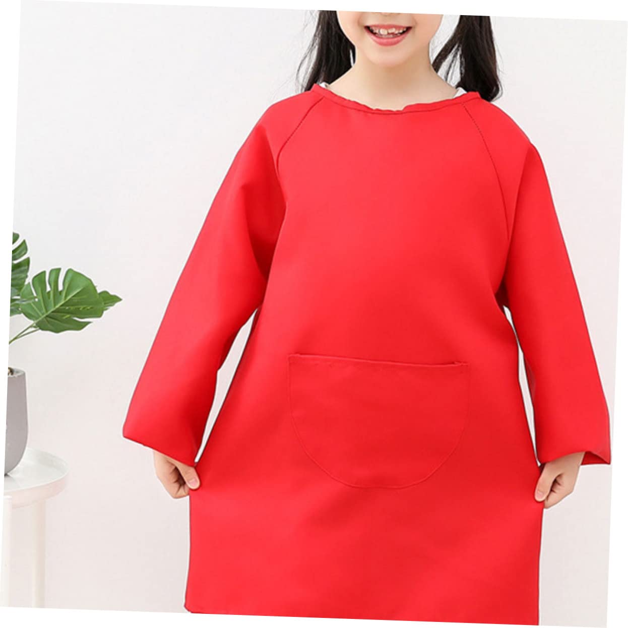 Toyvian 2 Pezzi Manica Grembiule Forniturerosso Protettore Arte Cappotto Grembiuli Vestiti In Tessuto Bambini Bambini Pittura Disegno Rosso Copertina Tuta Artista Grembiule Per L