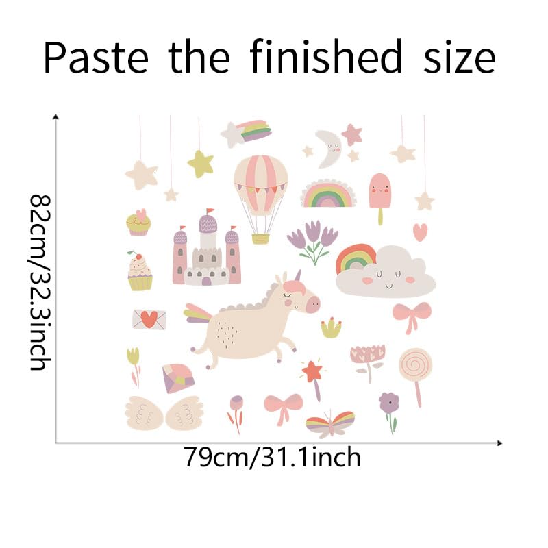 Image of Magical Unicorn Castle Wall Stickers for Kids Baby Wall Stickers for Kids Room Bedroom Playroom Nursery Living Room Decor Wall Art Wall Decoration Boho-Self-Adhesive