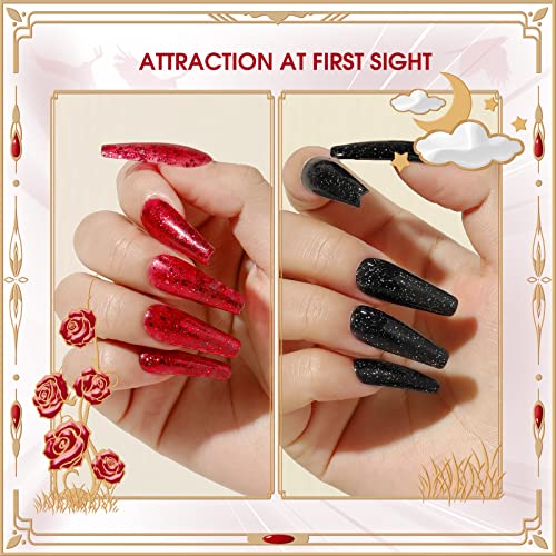 ROSALIND UV Nagellack Schwarz Rot Glitter Gel Nagellack 15ml UV LED Soak Off Nail Gel Polish Shellac Nagellack… – Bild 3