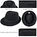 Unisex Classic 20s Trilby Fedora-Hat Casual Manhattan Short-Brim Structured Gangster Panama Felt Jazz Cap Black