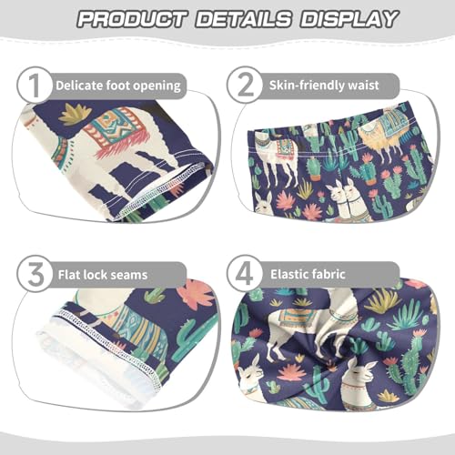 Wusikd Llamas Girls' Leggings Toddler Doodles Cacti Kids Yoga Pants Dance Active Tights 4T3