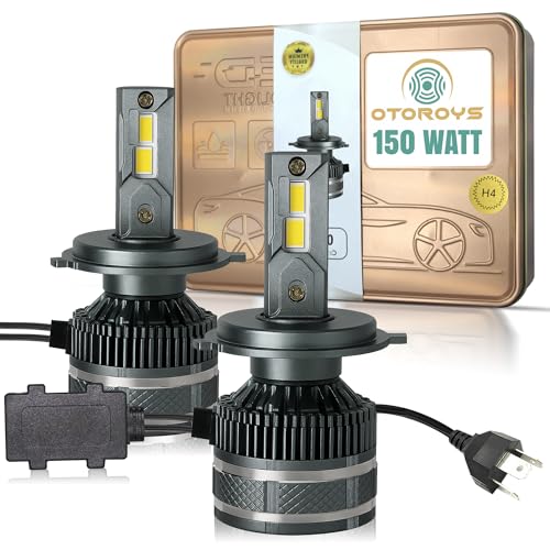 OTOROYS 2 Year Warranty Super Bright H4 LED Car Headlight Bulbs Hi & Lo Beam 16000LM 6500K, LED Headlight Auto Conversion Driving Lamp Cool White (Pair 150W H4 Fitting)