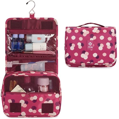 Image of Hanging Travel Toiletry Bag Cosmetic Make up Organizer for Women and Men Waterproof (Red)