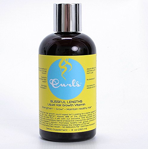 Curls Blueberry Blissfull Lengths Liquid Hair Growth Vitamin - 8 oz (with free Sleek Zippered Cosmetic Travel Bag)