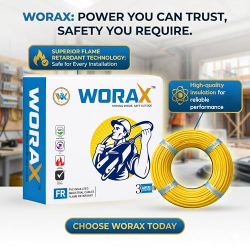 Image of WORAX 1.5 Sq mm Single Core Multi-Strand Yellow Wire (90 Metres) | CCA Switch Loop Conductor | PVC Insulated Flexible Electric Cable