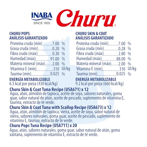 Image of INABA Churu for Senior 10+,Creamy Lickable Cat Treats with Taurine,Vitamin E & C,0.5 Ounces Each,Tubes,Tuna & Chicken Variety,(Pack of 120)