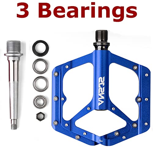 Ansjs Mountain Bike Pedals Mtb Pedals Bicycle Flat Pedals Aluminum 9/16" Sealed Bearing Lightweight Platform For Road Mountain Bmx Mtb Bike (A017 Blue) #TOP1