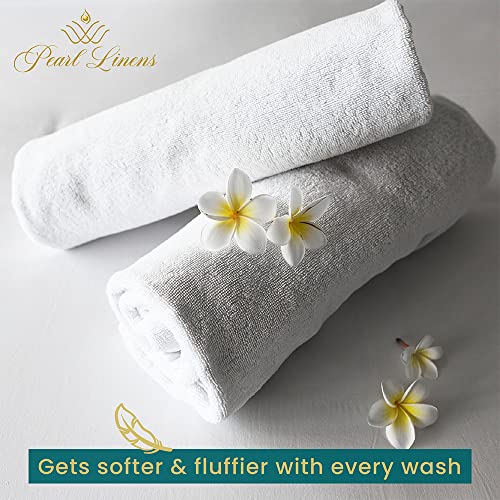 Pearl Linens Badetuch-Set, Baumwolle, 50,8 x 101,6 cm, weiß, leicht und sehr saugfähig, schnell trocknendes Handtuch-Set für Zuhause, Hotel, Spa, Fitnessstudio und Badezimmer, weißes Hotelhandtuch, 12 – Bild 5