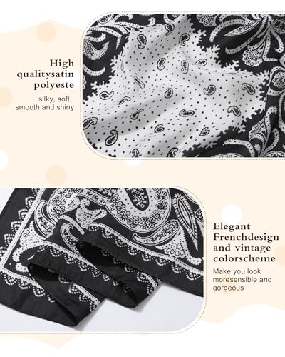 Simple Fashion Cashew Flower Scarf - 2PCS Niche Simulated Silk Scarves Bandanas for Women's Hair3