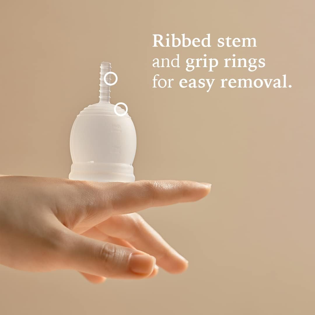 Tieutcup Menstrual Cup - Size Small (1.08fl oz | 32ml) + Collapsible Sterilizer Cup - FDA Registered - Heavy Flow - Reusable Medical-Grade Silicone Period Cup