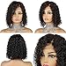 Derun Human Hair Curly Bob Wig 4x4 Lace Front Wigs Short Bob with Elastic Band Pixie Cut Lace Frontal Wig Natural Black Remy Hair for Women (4x4 Lace 8Inch)