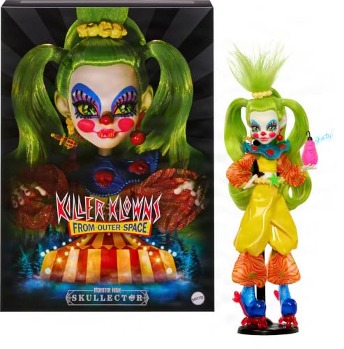 Monster High Skullector Shorty Doll Killer Klowns from Outer Space Collectible with Green Hair Yellow Clown Clothes Balloon Shoes and Doll Stand (Amazon Exclusive)