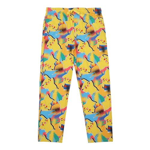 Pokemon Men's Pikachu Pajama Pants Allover Character Multicolor Lounge Sleep Bottoms